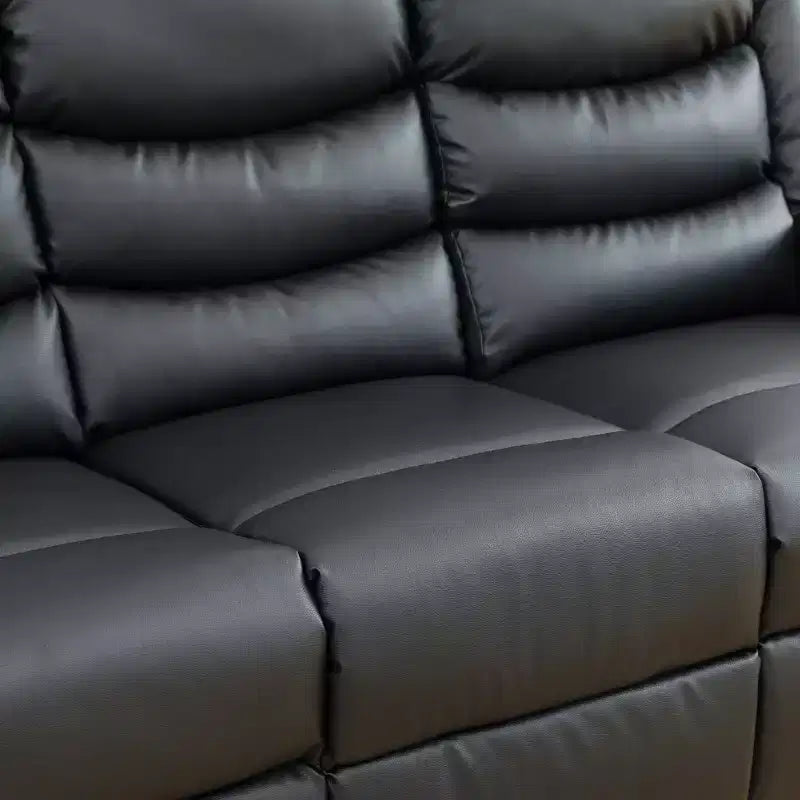 MAYEERTY Power Reclining Sofa, Electric 3-Seat Faux Leather Recliner with Adjustable Backrests for Living Room, Black