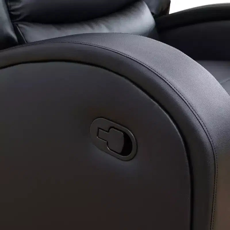 MAYEERTY Power Reclining Sofa, Electric 3-Seat Faux Leather Recliner with Adjustable Backrests for Living Room, Black