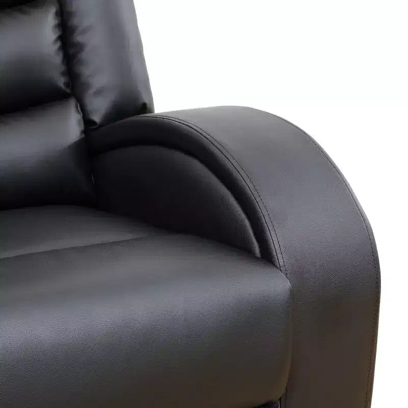 MAYEERTY Power Reclining Sofa, Electric 3-Seat Faux Leather Recliner with Adjustable Backrests for Living Room, Black