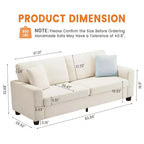 83 Couch for Living Room, Comfy Sofa with Deep Seat, Modern Sofa with Wide Armrest, Removeable Cover, Teddy Fleece 3 Seater Couch for Bedroom
