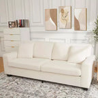 83 Couch for Living Room, Comfy Sofa with Deep Seat, Modern Sofa with Wide Armrest, Removeable Cover, Teddy Fleece 3 Seater Couch for Bedroom