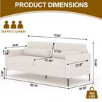 Canapé confortable 80, canapé 3 places à pieds en métal, canapé à assise profonde, canapé moderne en lin pour salon, appartement, bureau