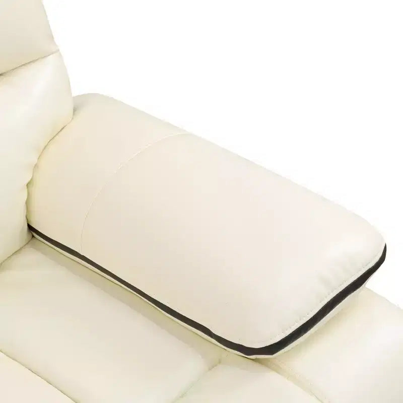 MAYEERTY Power Recliner Chair, Electric Bonded Leather Reclining Chair with USB Charging & Adjustable Backrest for Living Room, Off-White