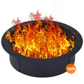 COZONY Outdoor Fire Pit Ring, Heavy Duty Wood Burning Firepit for Camping, Backyard & Bonfire, Round Metal Fire Pit with Tongs, Black