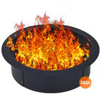 COZONY Outdoor Fire Pit Ring, Heavy Duty Wood Burning Firepit for Camping, Backyard & Bonfire, Round Metal Fire Pit with Tongs, Black