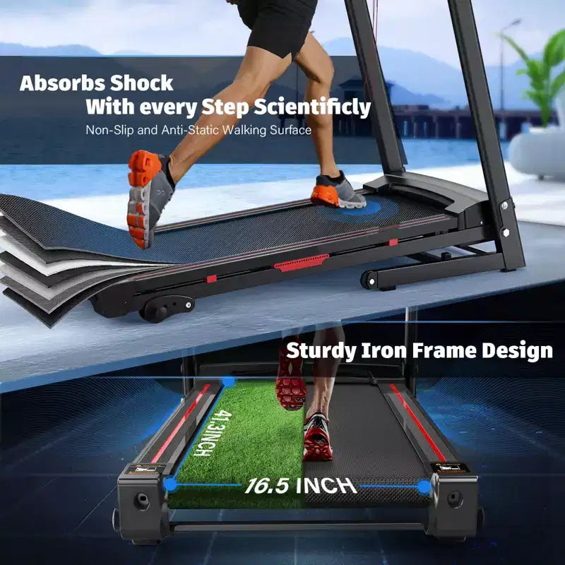 FYC 3.5HP 330 LBS Weight Capacity Folding Treadmill with Incline, Portable Electric Treadmill for Home