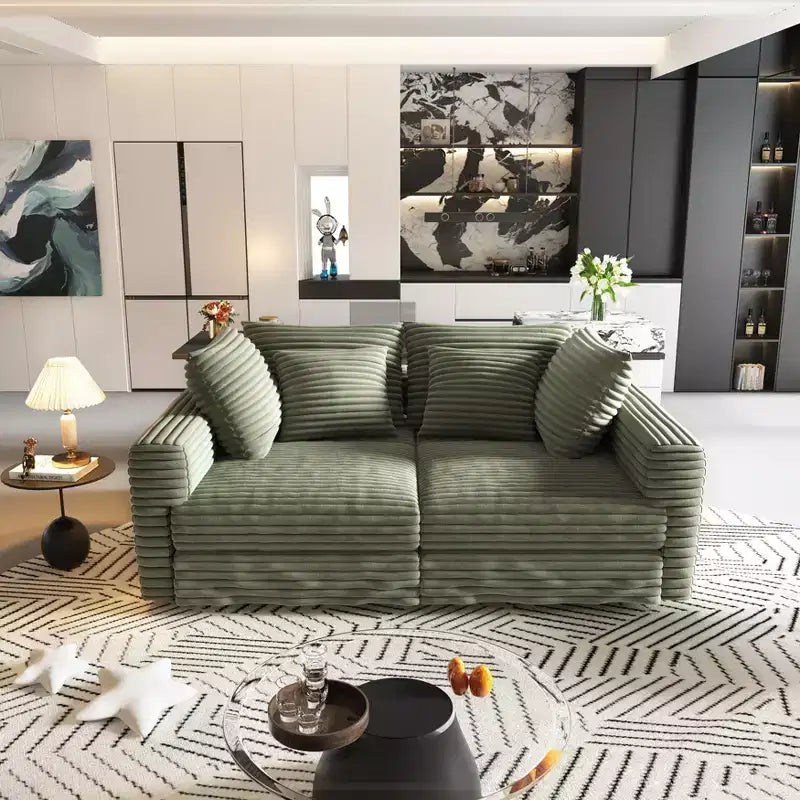 MAYEERTY Canapé moderne 4 places rembourré et confortable avec coussins moelleux Canapé convertible à assise profonde pour salon et chambre Vert