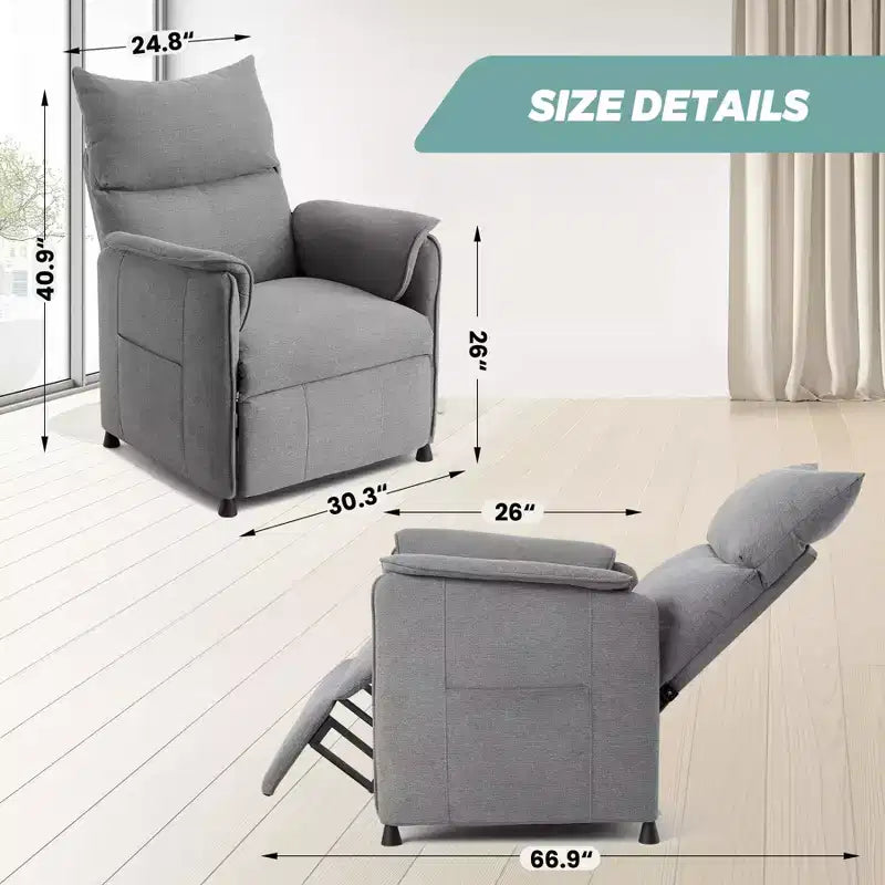 Adjustable Single Recliners Sofa, Home Seating with Remote Control with Massage and Heatsinge Office Couch for Living RoomOffice