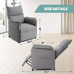 Adjustable Single Recliners Sofa, Home Seating with Remote Control with Massage and Heatsinge Office Couch for Living RoomOffice
