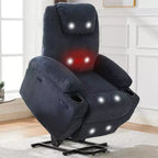 Power Lift Recliner Chair, Lift Chair with Massage & Heat, Adjustable Corduroy Electric Recliner Chairs with 2 Cup Holders & Stand Assist