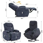 Power Lift Recliner Chair, Lift Chair with Massage & Heat, Adjustable Corduroy Electric Recliner Chairs with 2 Cup Holders & Stand Assist