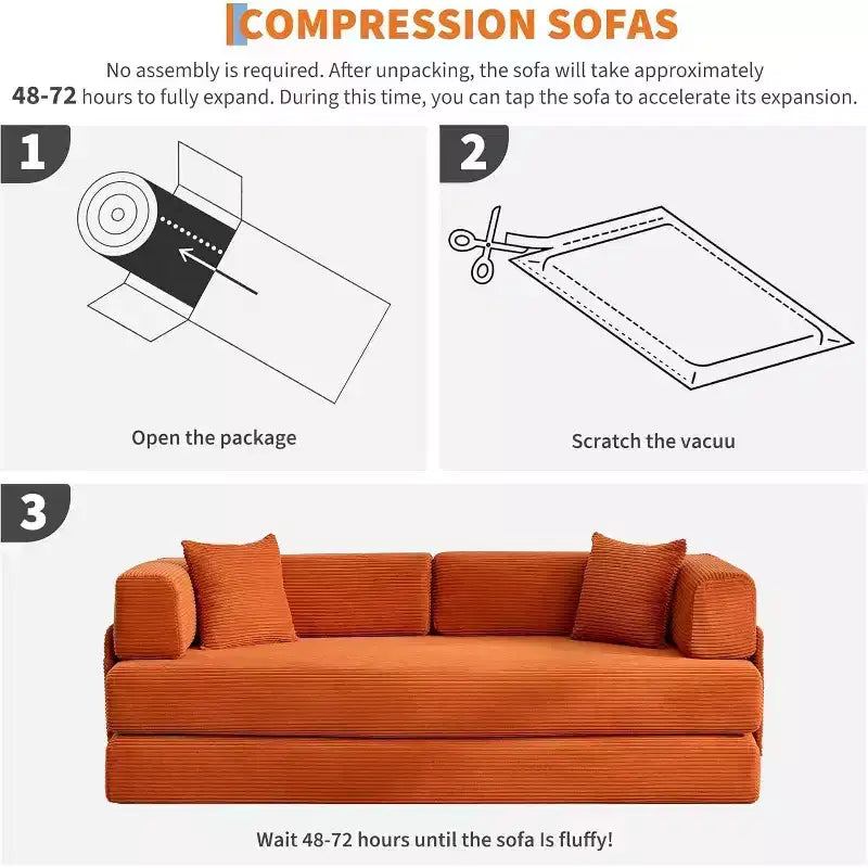 COZONY Canapé-lit convertible en velours côtelé, canapé de sol pliable avec oreillers, aucun assemblage requis pour le salon, la chambre, le dortoir