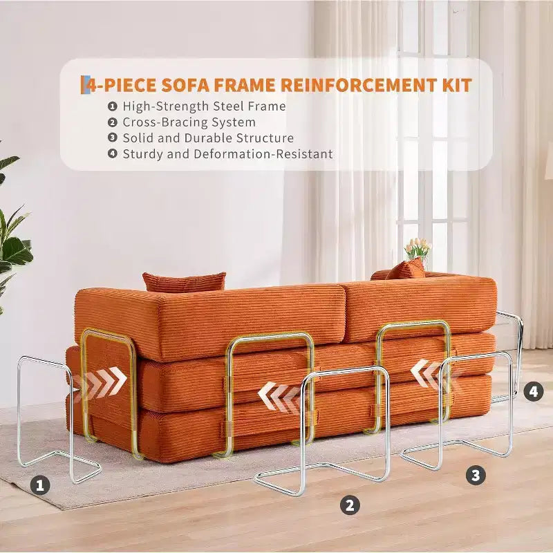 COZONY Canapé-lit convertible en velours côtelé, canapé de sol pliable avec oreillers, aucun assemblage requis pour le salon, la chambre, le dortoir