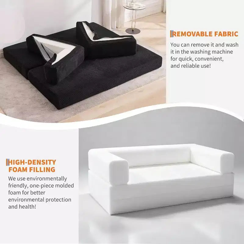 COZONY Canapé-lit convertible en velours côtelé, canapé de sol pliable avec oreillers, aucun assemblage requis pour le salon, la chambre, le dortoir