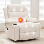 Fauteuil inclinable releveur avec massage et chauffage, fauteuils inclinables électriques surdimensionnés, siège de cinéma maison avec 2 porte-gobelets latéraux, fauteuil simple inclinable à bascule