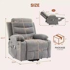 Fauteuil inclinable releveur avec massage et chauffage, fauteuils inclinables électriques surdimensionnés, siège de cinéma maison avec 2 porte-gobelets latéraux, fauteuil simple inclinable à bascule