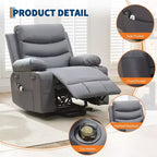 Fauteuil inclinable releveur avec massage et chauffage, fauteuils inclinables électriques surdimensionnés, siège de cinéma maison avec 2 porte-gobelets latéraux, fauteuil simple inclinable à bascule