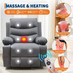 Fauteuil inclinable releveur avec massage et chauffage, fauteuils inclinables électriques surdimensionnés, siège de cinéma maison avec 2 porte-gobelets latéraux, fauteuil simple inclinable à bascule