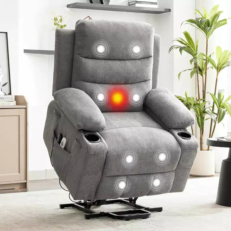Lift Recliner Chair with Massage & Heat, Oversized Power Recliners, Home Theater Seat with 2 Cup Holders Side, Glider Reclining Single Sofa Chair