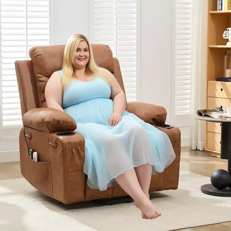 Lift Recliner Chair with Massage & Heat, Oversized Power Recliners, Home Theater Seat with 2 Cup Holders Side, Glider Reclining Single Sofa Chair