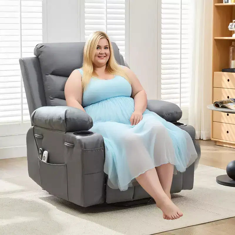 Lift Recliner Chair with Massage & Heat, Oversized Power Recliners, Home Theater Seat with 2 Cup Holders Side, Glider Reclining Single Sofa Chair