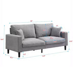 MAYEERTY Wooden Frame 3 Seat Sofa Modern Comfortable Upholstered for Living Room Bedroom Light Gray