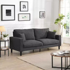 MAYEERTY Wooden Frame 3 Seat Sofa Modern Comfortable Upholstered for Living Room Bedroom Black