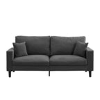 MAYEERTY Wooden Frame 3 Seat Sofa Modern Comfortable Upholstered for Living Room Bedroom Black