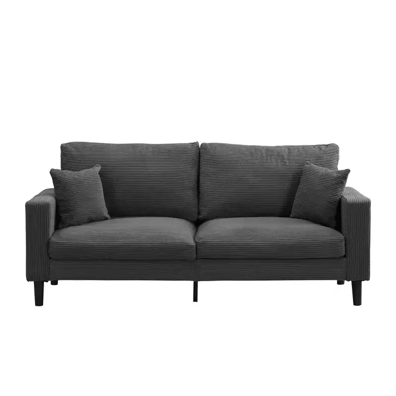 MAYEERTY Wooden Frame 3 Seat Sofa Modern Comfortable Upholstered for Living Room Bedroom Black