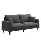 MAYEERTY Wooden Frame 3 Seat Sofa Modern Comfortable Upholstered for Living Room Bedroom Black