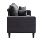 MAYEERTY Wooden Frame 3 Seat Sofa Modern Comfortable Upholstered for Living Room Bedroom Black