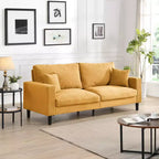 MAYEERTY Wooden Frame 3 Seat Sofa Modern Comfortable Upholstered for Living Room Bedroom Orange