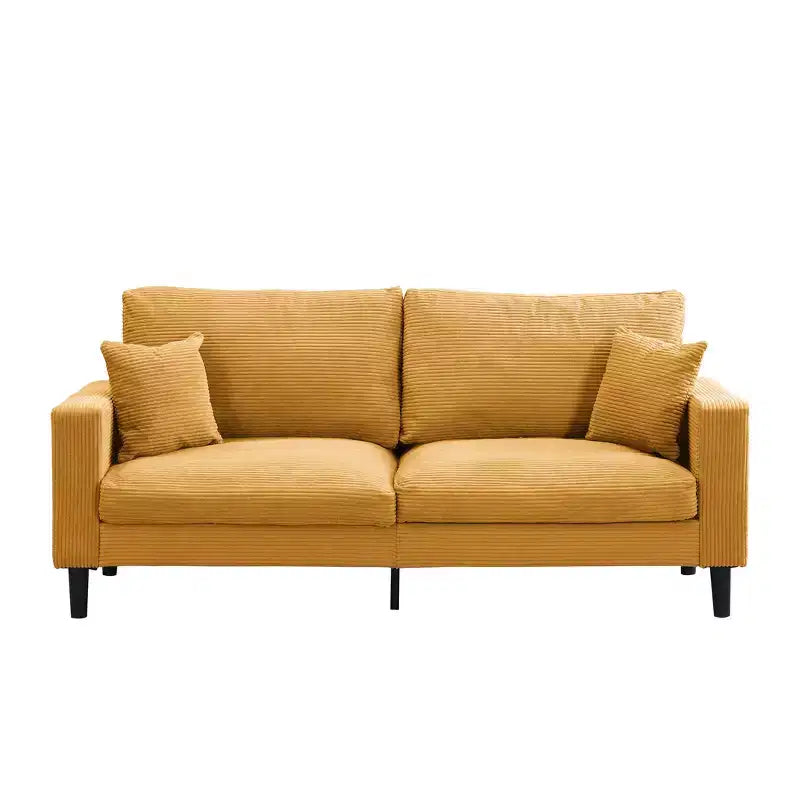 MAYEERTY Wooden Frame 3 Seat Sofa Modern Comfortable Upholstered for Living Room Bedroom Orange