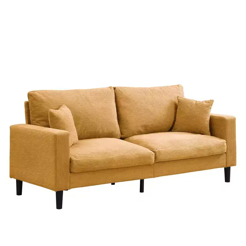 MAYEERTY Wooden Frame 3 Seat Sofa Modern Comfortable Upholstered for Living Room Bedroom Orange