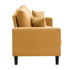 MAYEERTY Wooden Frame 3 Seat Sofa Modern Comfortable Upholstered for Living Room Bedroom Orange