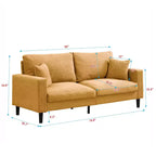 MAYEERTY Wooden Frame 3 Seat Sofa Modern Comfortable Upholstered for Living Room Bedroom Orange