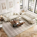 COZONY 83.1 Canapé 3 places en similicuir, causeuse rembourrée surdimensionnée avec coussins de dossier, canapé moderne du milieu du siècle pour salon, bureau