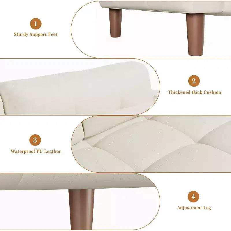 COZONY 83.1 Canapé 3 places en similicuir, causeuse rembourrée surdimensionnée avec coussins de dossier, canapé moderne du milieu du siècle pour salon, bureau