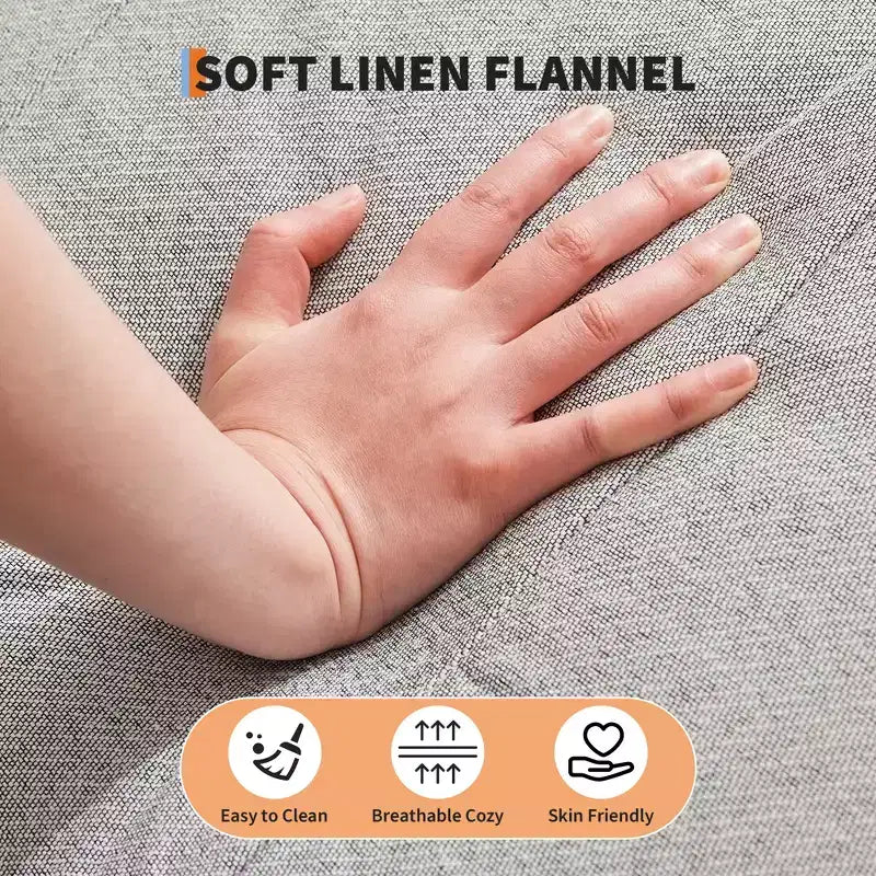 COZONY 75.5 Convertible Futon Sofa Bed, Linen Flannel Loveseat Couch with Wood Legs, Adjustable Folding Sleeper Sofa for Living Room, Small Space
