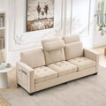 89'' Chenille Fabric Upholstered Sofa, Comes with a Detachable Headrest, Ergonomic and Supported Seating with Side Storage Pockets