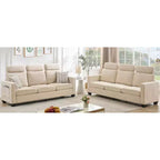 89'' Chenille Fabric Upholstered Sofa, Comes with a Detachable Headrest, Ergonomic and Supported Seating with Side Storage Pockets