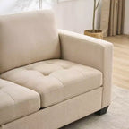89'' Chenille Fabric Upholstered Sofa, Comes with a Detachable Headrest, Ergonomic and Supported Seating with Side Storage Pockets