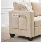89'' Chenille Fabric Upholstered Sofa, Comes with a Detachable Headrest, Ergonomic and Supported Seating with Side Storage Pockets
