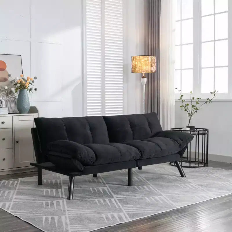 MAYEERTY Convertible Folding Modern Sofa Bed Comfortable for Living Room Bedroom Small Space Black