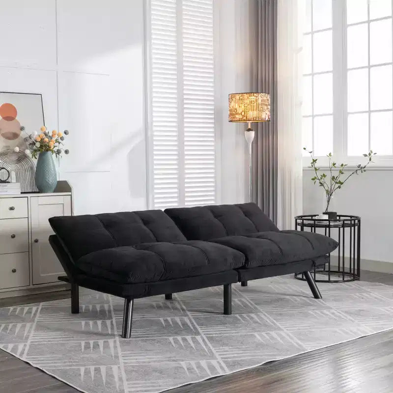 MAYEERTY Convertible Folding Modern Sofa Bed Comfortable for Living Room Bedroom Small Space Black