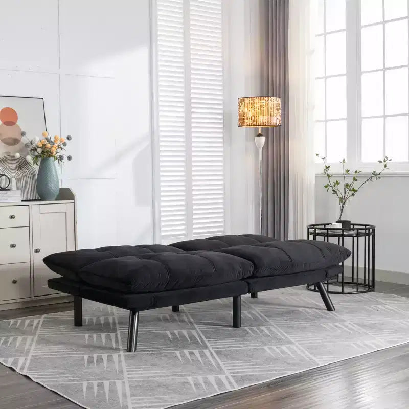 MAYEERTY Convertible Folding Modern Sofa Bed Comfortable for Living Room Bedroom Small Space Black
