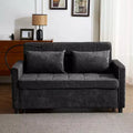 MAYEERTY 56.9 Inch Loveseat Pull Out Sleeper Sofa Bed with Reversible Backrest Cushion Side Pockets Phone Holder for Living Room Black