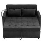MAYEERTY 56.9 Inch Loveseat Pull Out Sleeper Sofa Bed with Reversible Backrest Cushion Side Pockets Phone Holder for Living Room Black