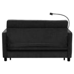 MAYEERTY 56.9 Inch Loveseat Pull Out Sleeper Sofa Bed with Reversible Backrest Cushion Side Pockets Phone Holder for Living Room Black