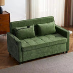 MAYEERTY 56.9 Inch Loveseat Pull Out Sleeper Sofa Bed with Reversible Backrest Cushion Side Pockets Phone Holder for Living Room Green